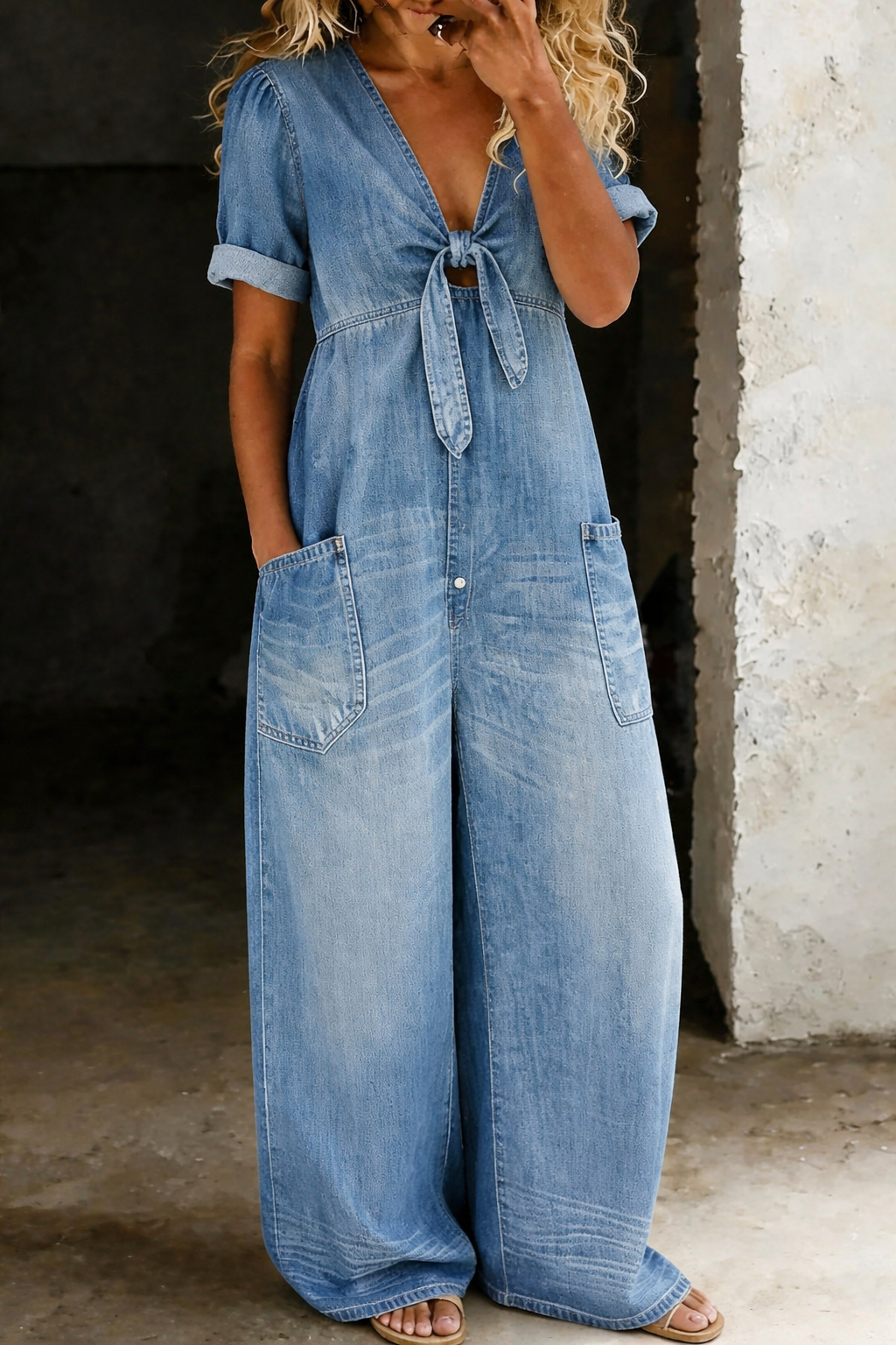 Maya | V-Ausschnitt Kurzarm-Overall