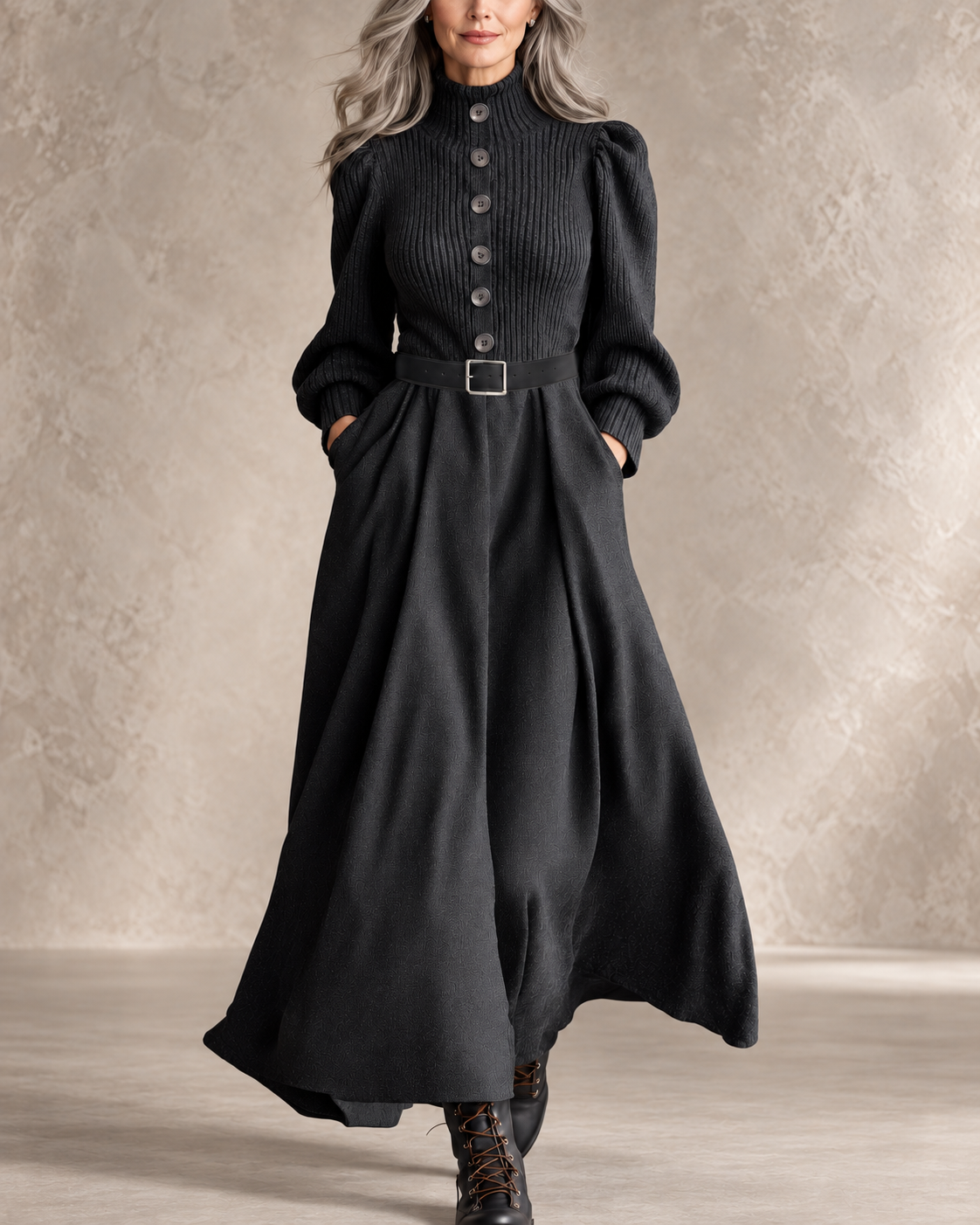 NOEL | VINTAGE-WINTERKLEID MIT TASCHEN