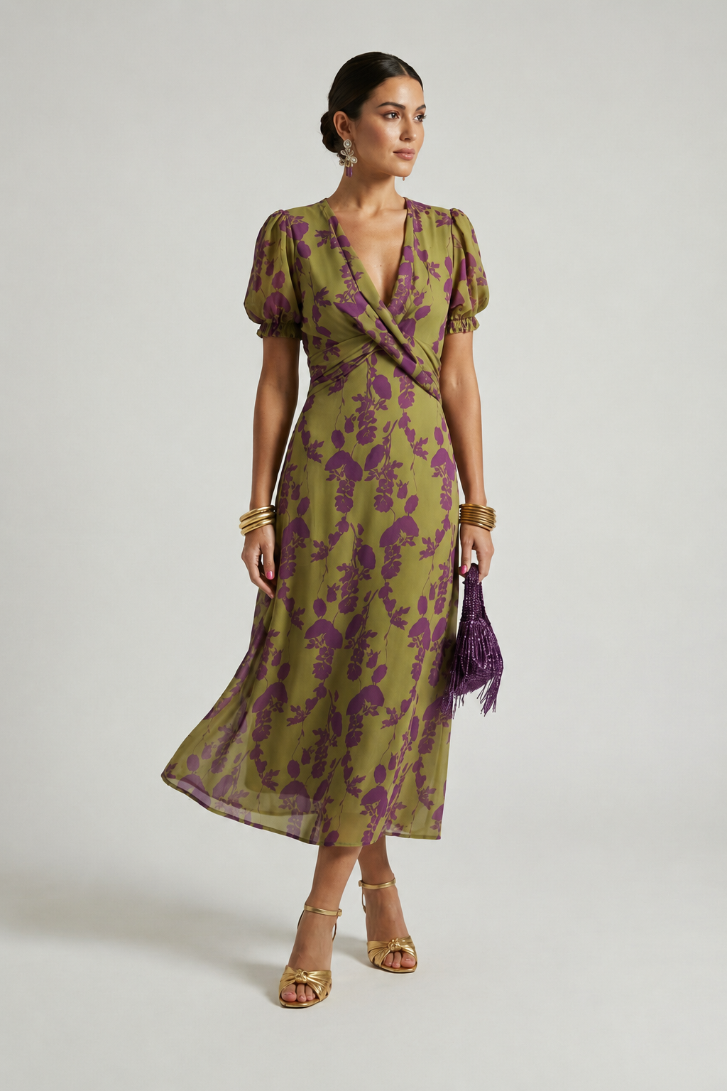 Viviane | Geblümtes Wickel-Midikleid