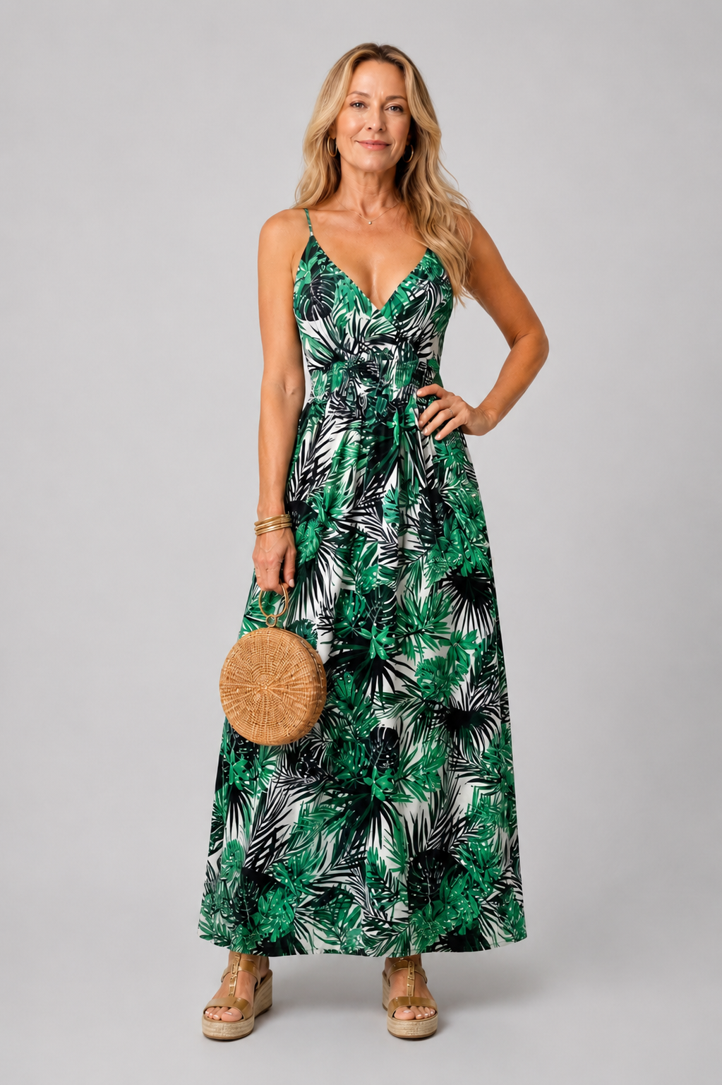 Gisèle | Geblümtes Midikleid mit V-Ausschnitt