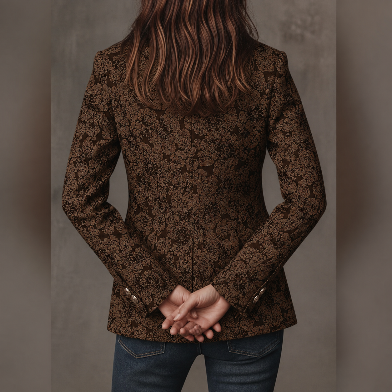 Damen Taillierter Jacquard-Blazer mit Paisleymuster