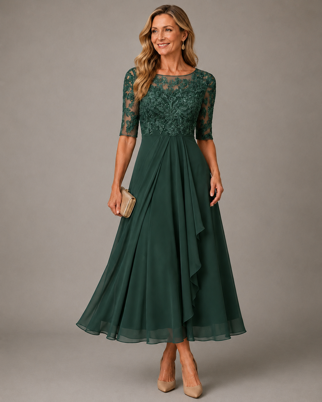 Rose | Schmeichelhaftes Spitzen-Midikleid