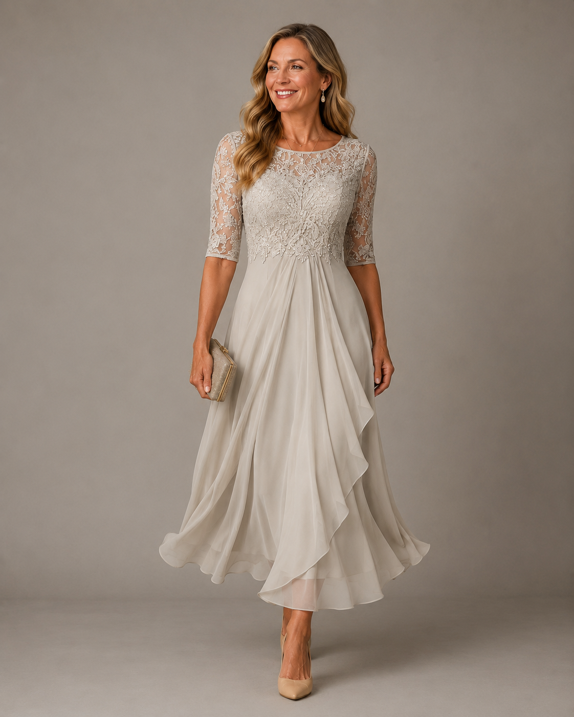 Rose | Schmeichelhaftes Spitzen-Midikleid