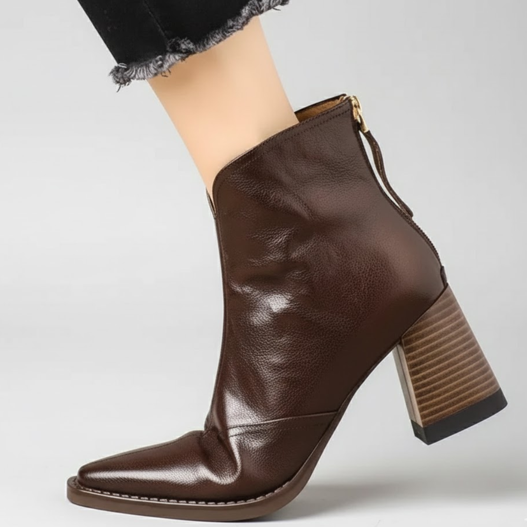 Marzena | Lederstiefeletten mit mittelhohem Absatz