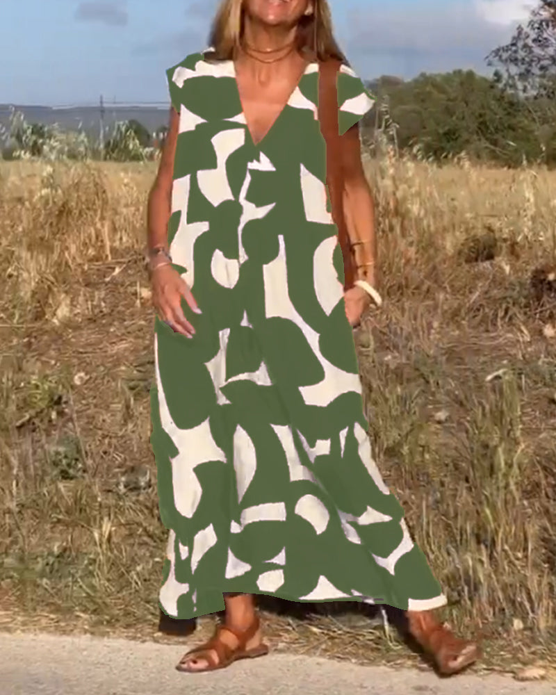 Elowen - Ärmelloses Kleid mit unregelmäßigem geometrischem Druck