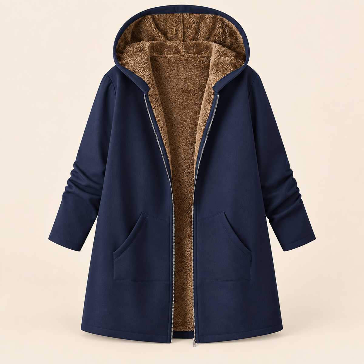 Evelyn | Warmer Kapuzenmantel mit weichem Sherpa-Futter