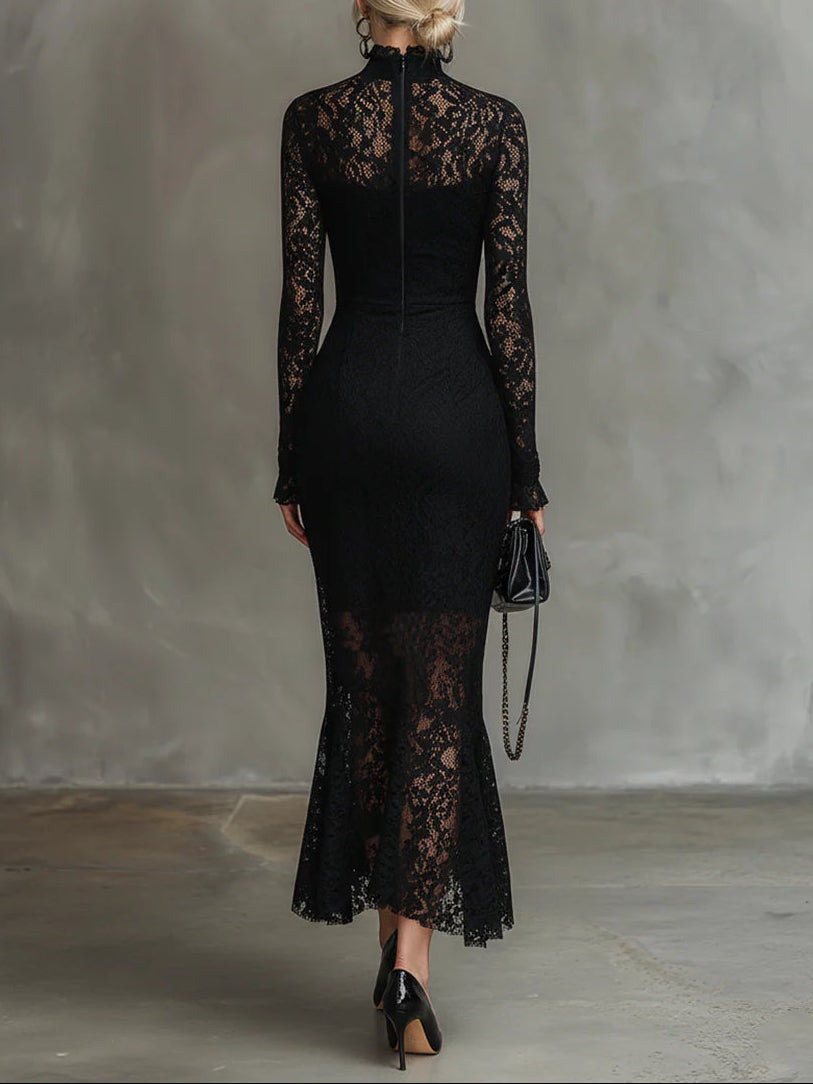 Julia™ | Schwarzes Maxikleid aus Spitze