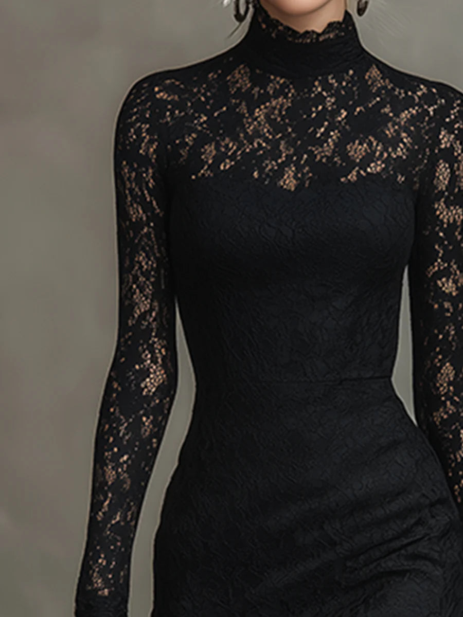 Julia™ | Schwarzes Maxikleid aus Spitze