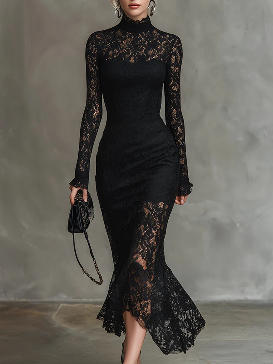 Julia™ | Schwarzes Maxikleid aus Spitze