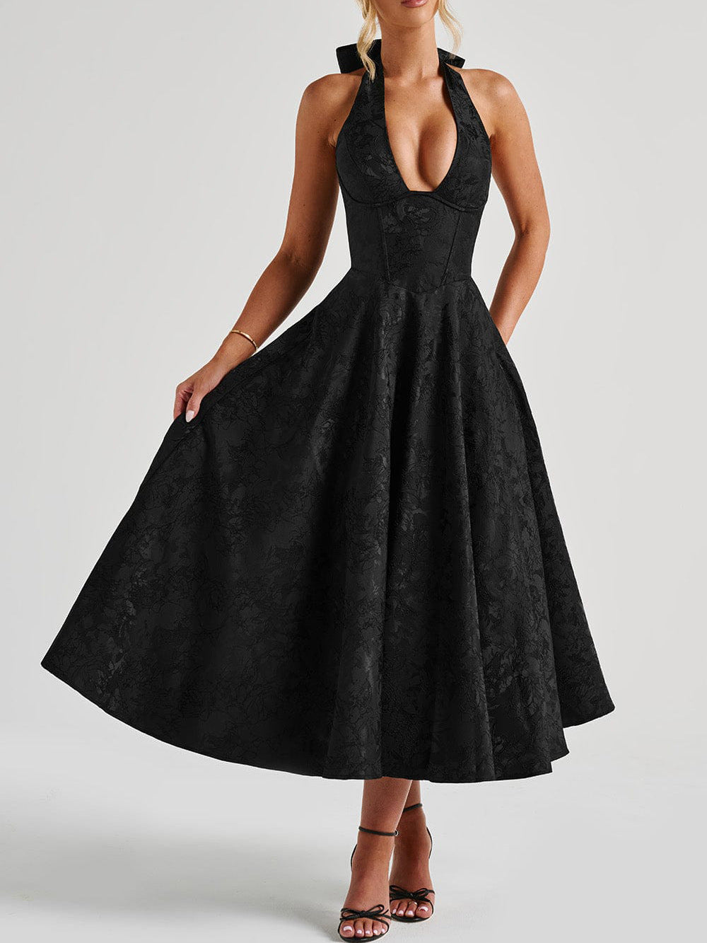 Maya™ | Elegantes Midikleid in Zitronengelb