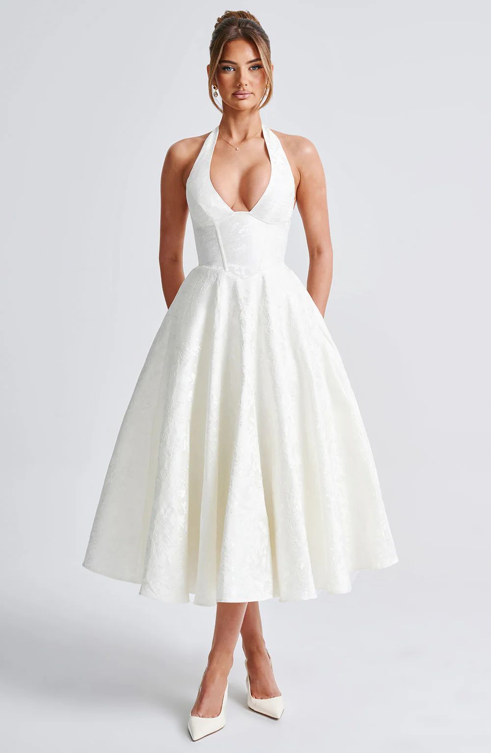 Maya™ | Elegantes Midikleid in Zitronengelb