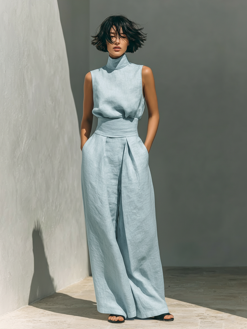 Maria - Ärmelloses Ensemble aus Leinen