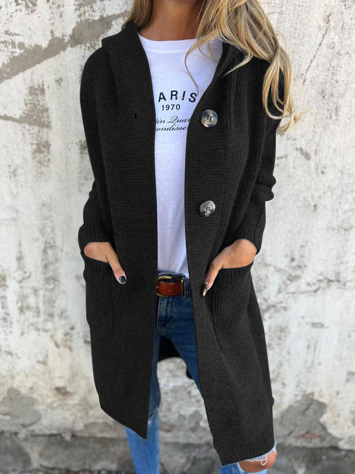 Lange Strickcardigan für Damen mit Knöpfen