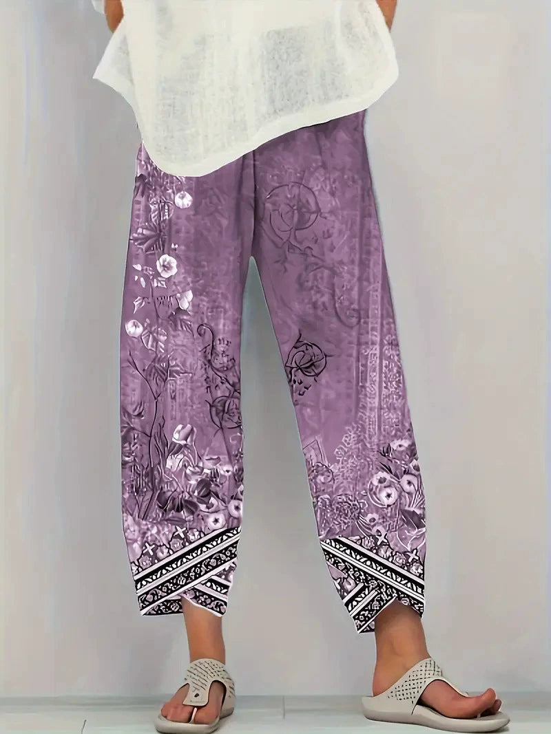 Relaxed Fit Weite Hose mit Blumendruck