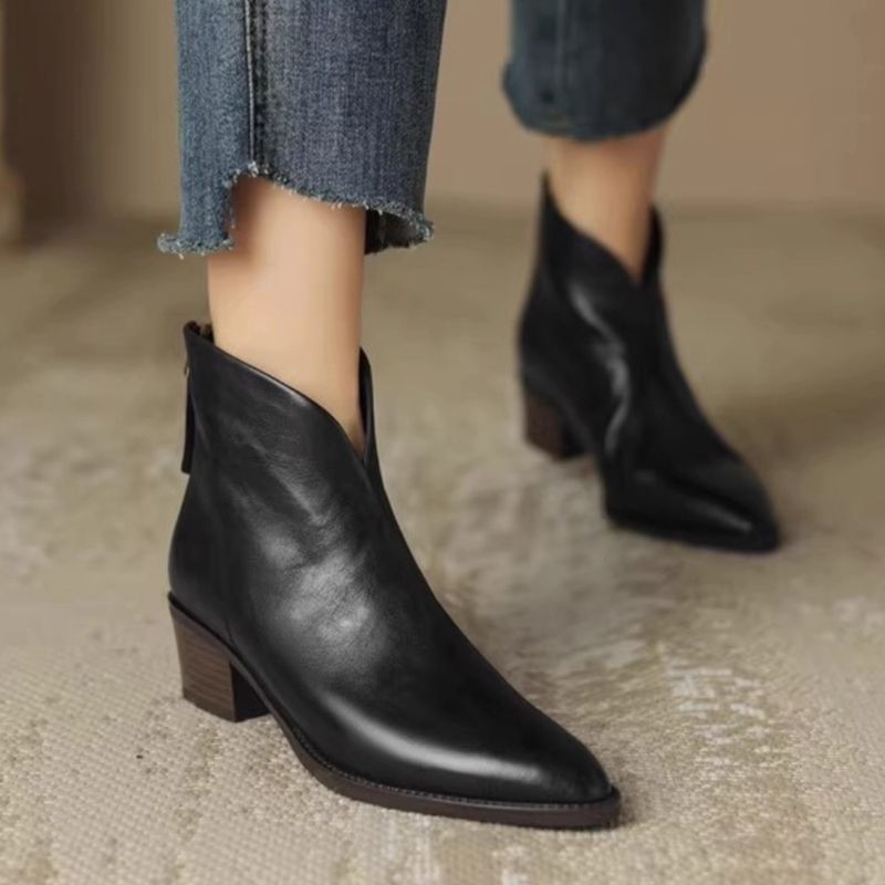 Livia | Elegante Lederstiefeletten mit Blockabsatz