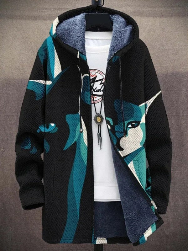 Isabella | Strickjacke mit Kapuze und kunstvollem Print