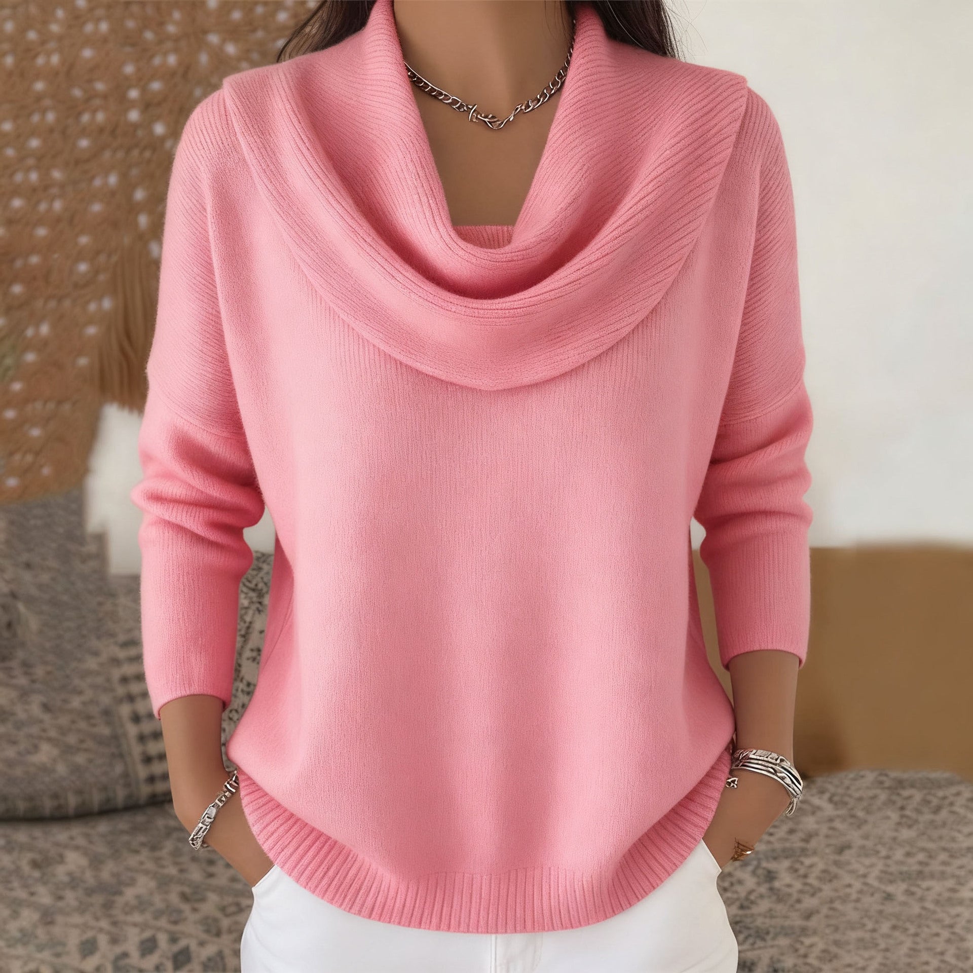 Julia | Pullover mit Wasserfallkragen