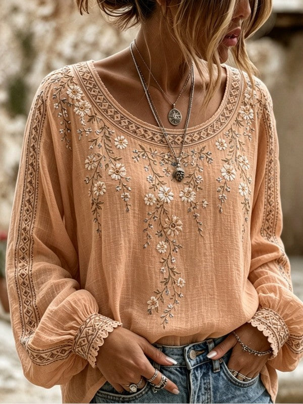 Wilma™ | Bluse mit Blumenmuster und Stickerei