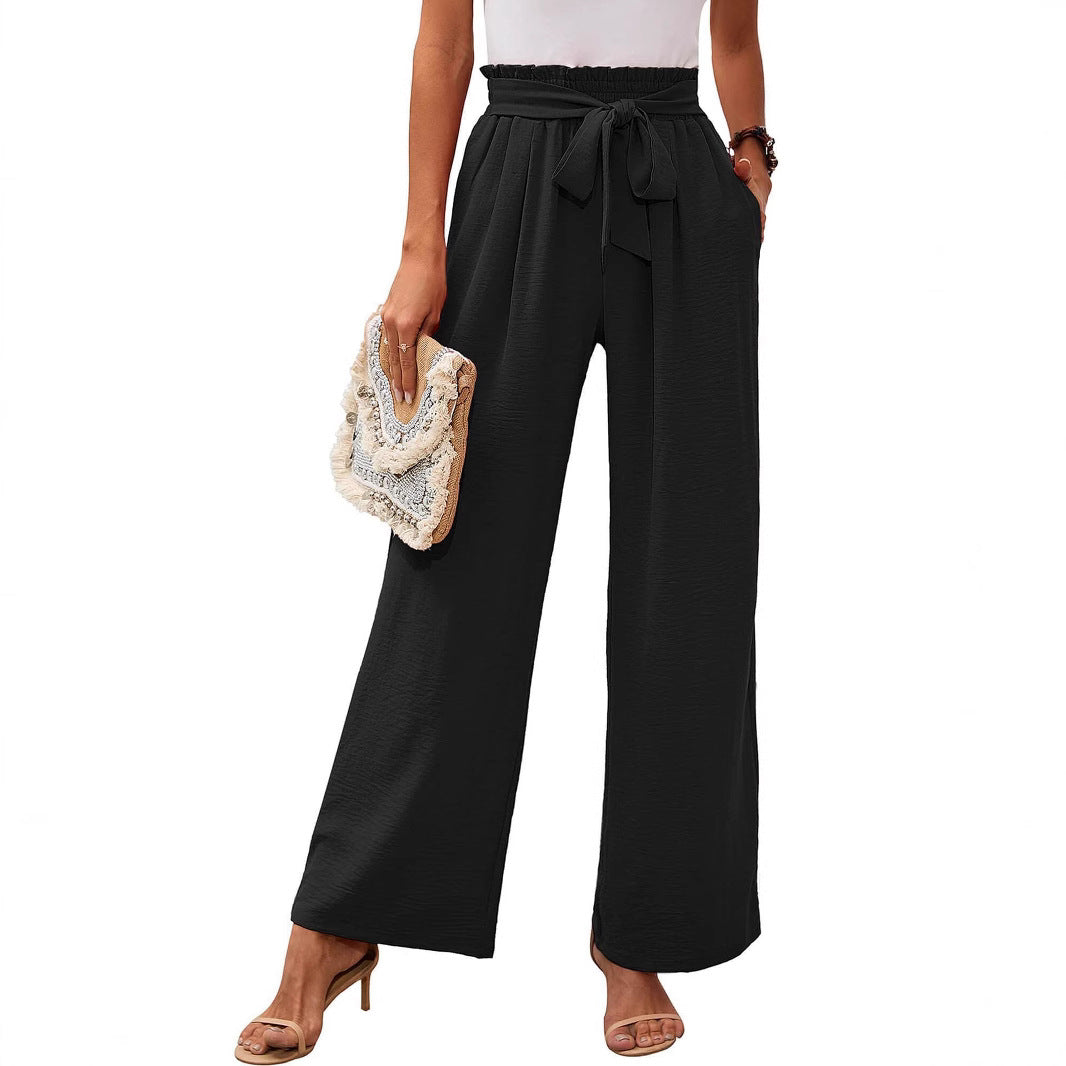 Hohe Taille Weite Hose Damen Soft Bow Taille