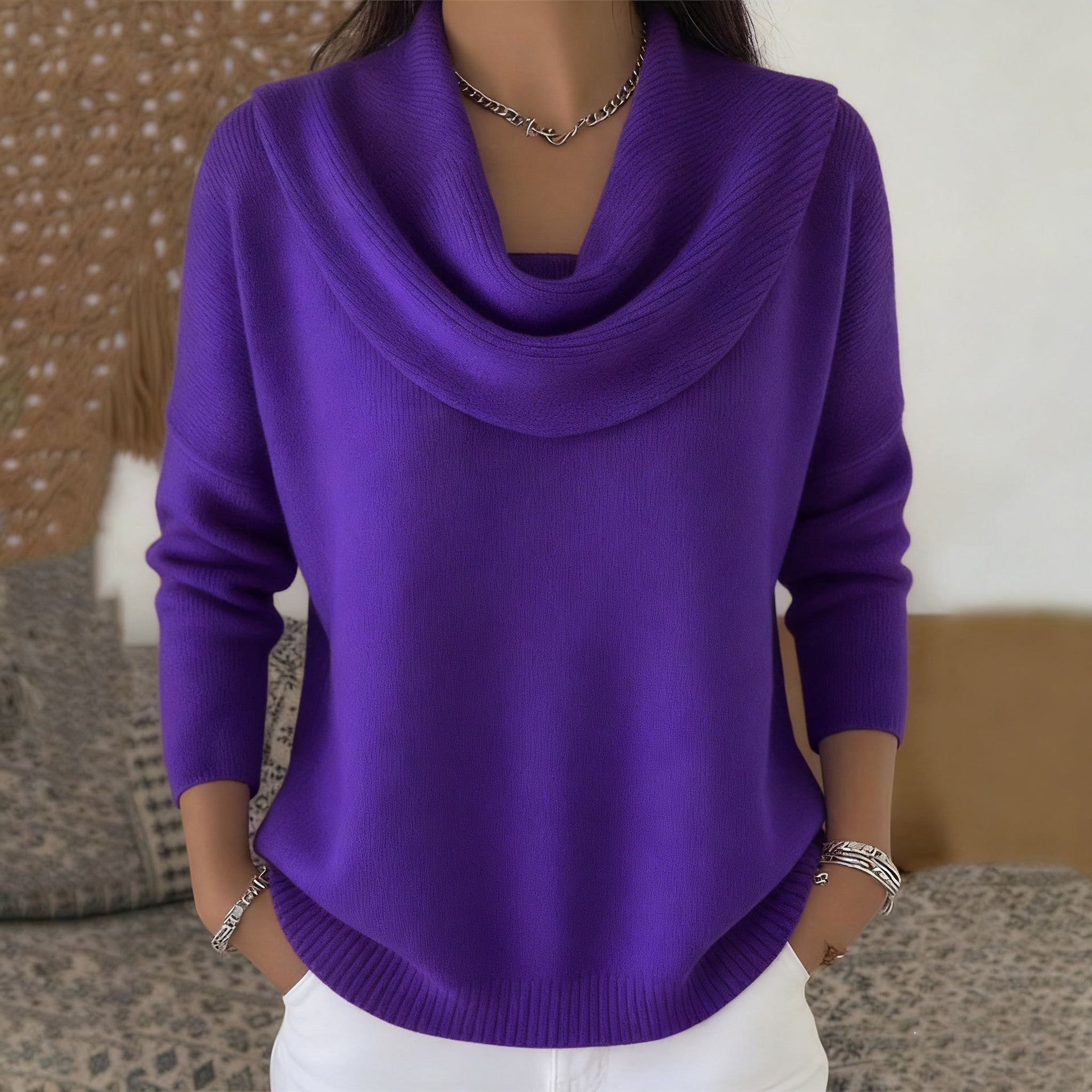 Julia | Pullover mit Wasserfallkragen