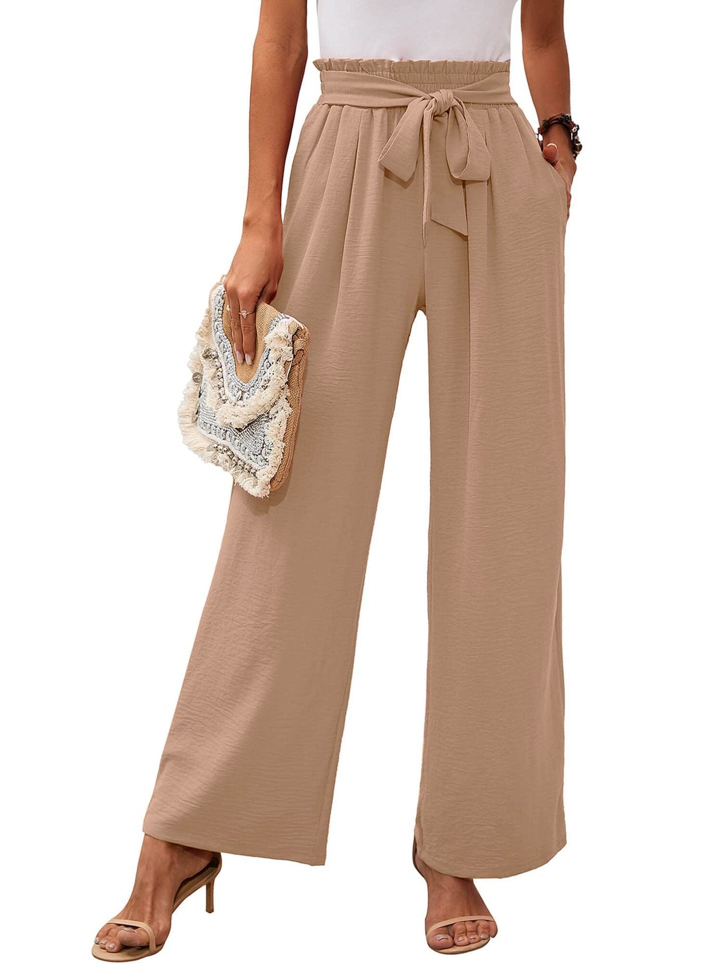 Hohe Taille Weite Hose Damen Soft Bow Taille