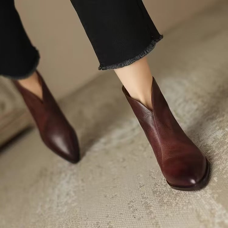 Livia | Elegante Lederstiefeletten mit Blockabsatz