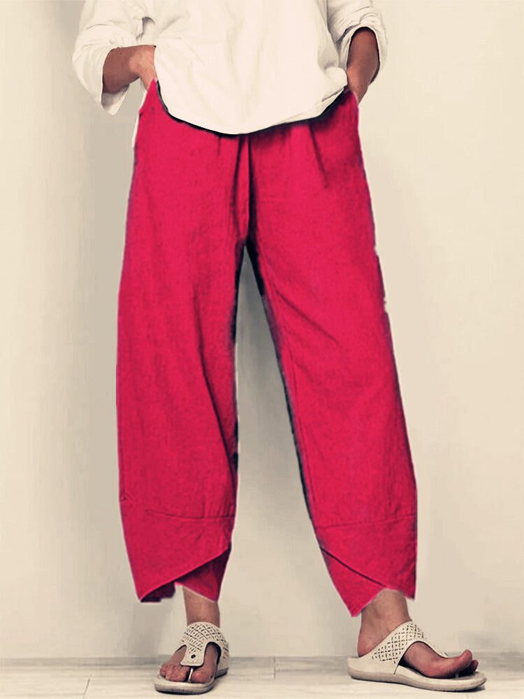 Syndra – Luftige Baumwoll-Leinen Hose mit weitem Bein