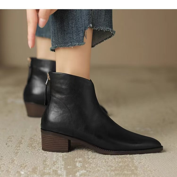 Livia | Elegante Lederstiefeletten mit Blockabsatz