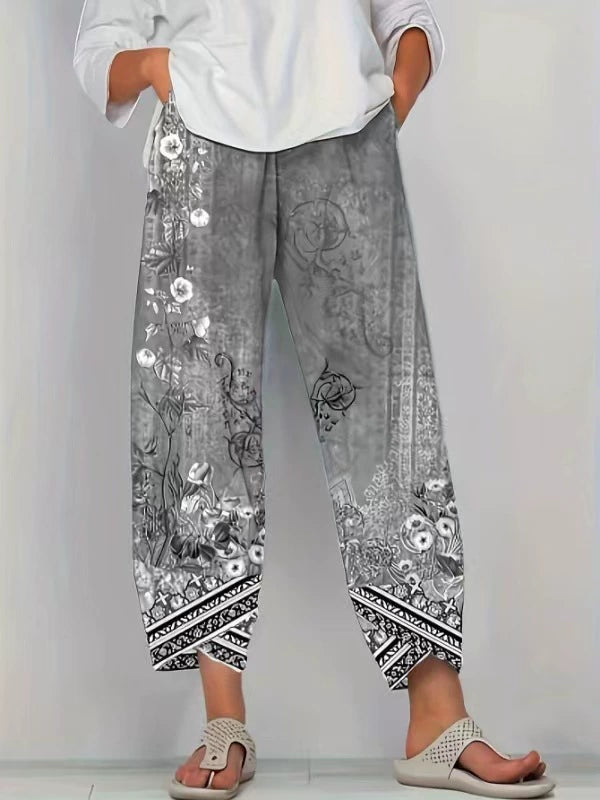 Relaxed Fit Weite Hose mit Blumendruck