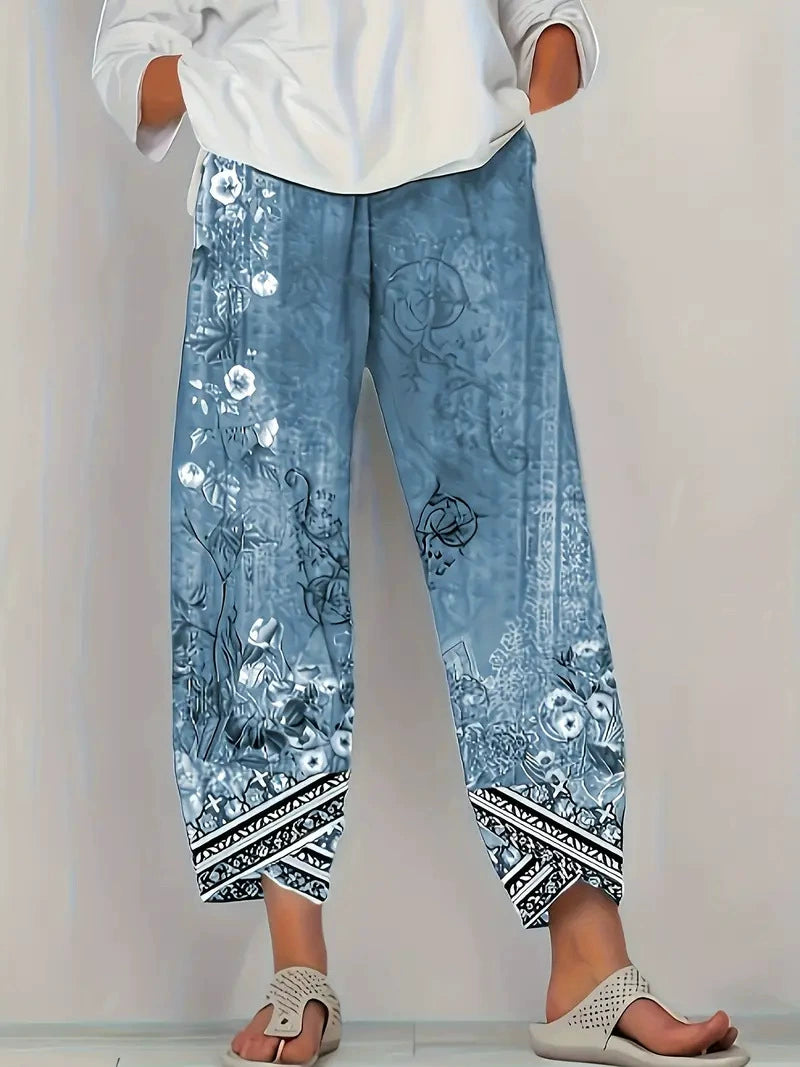 Relaxed Fit Weite Hose mit Blumendruck