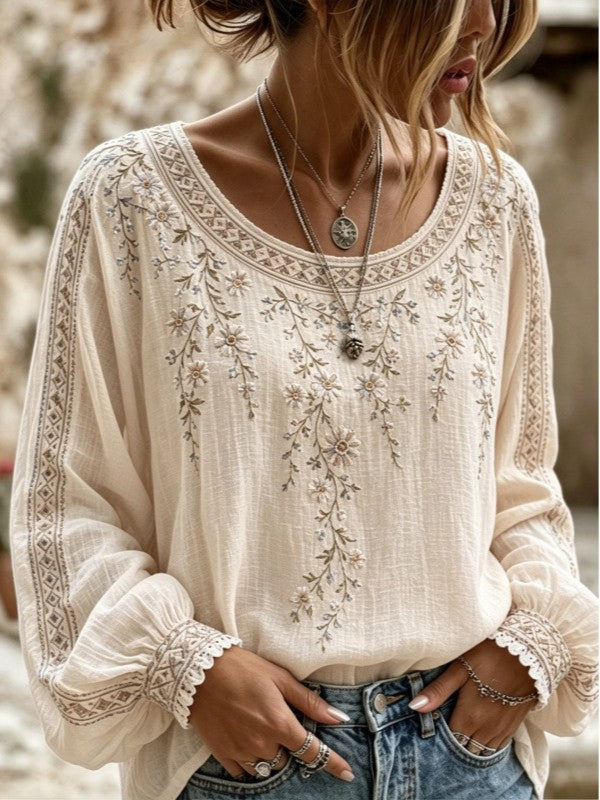 Wilma™ | Bluse mit Blumenmuster und Stickerei