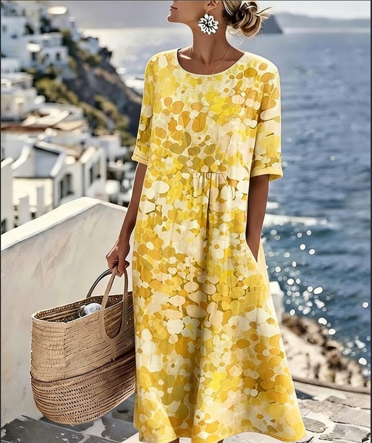 Elena™ | Elegantes geblümtes Sommerkleid in Midi-Länge