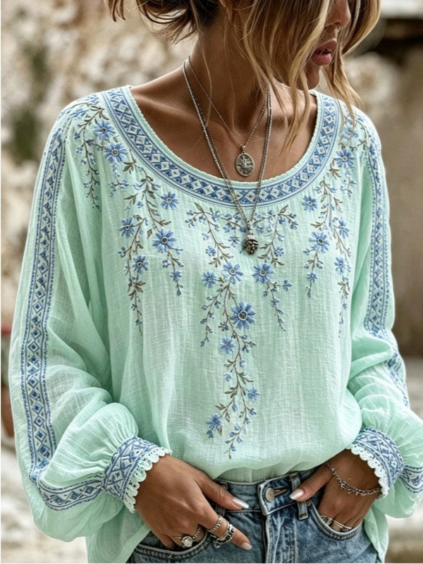 Wilma™ | Bluse mit Blumenmuster und Stickerei