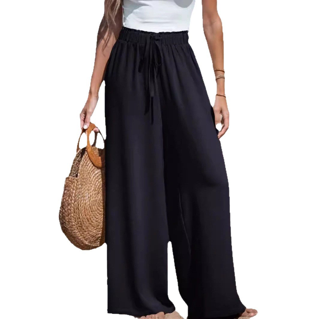 Leichte, weite Hose für Damen mit bequemer Taille und Schnüren