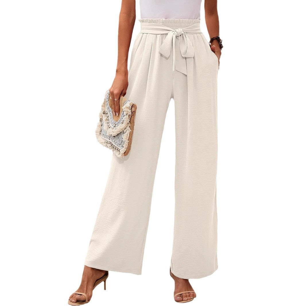 Hohe Taille Weite Hose Damen Soft Bow Taille