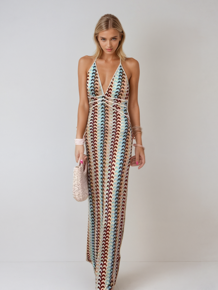 Naama-Lee™ | Rückenfreies Maxikleid mit V-Ausschnitt
