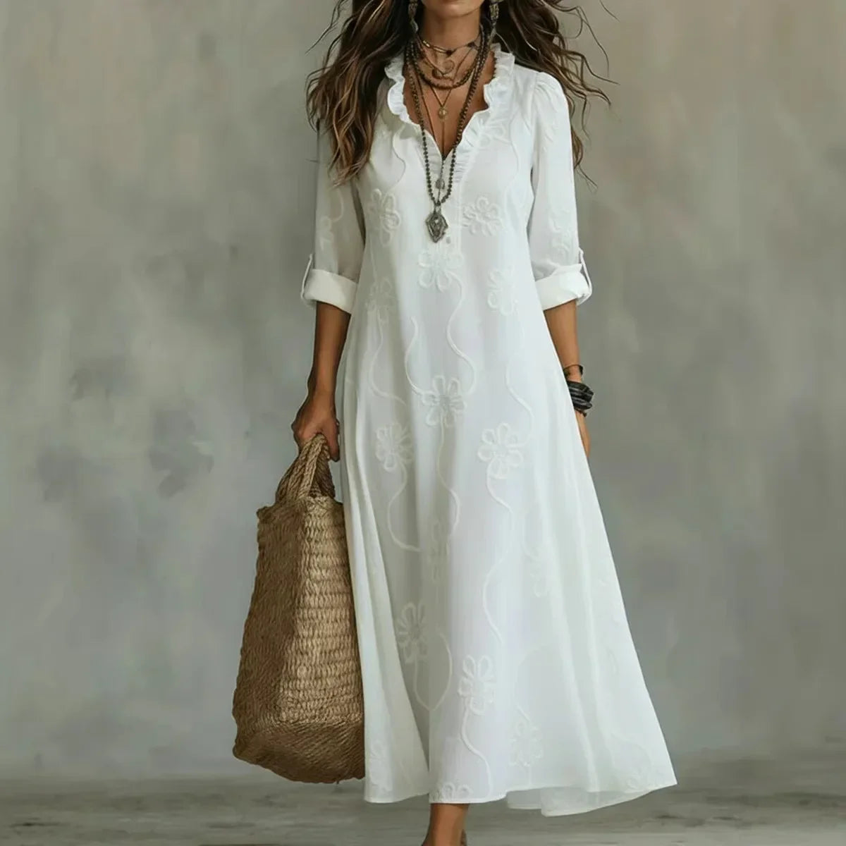 Langes Sommerkleid mit Blumenmuster „Sienna“