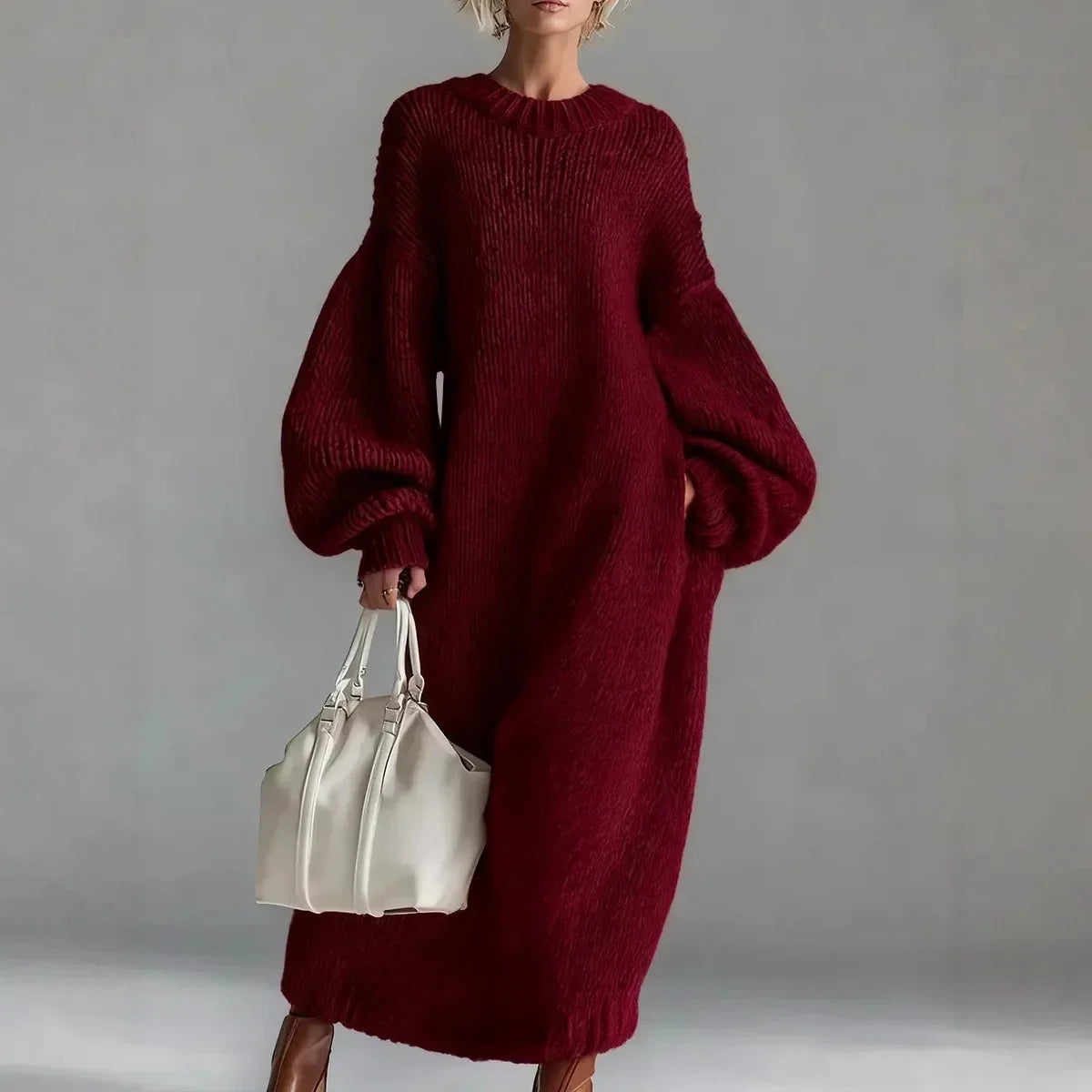 Leslie – Grob gestricktes Pulloverkleid