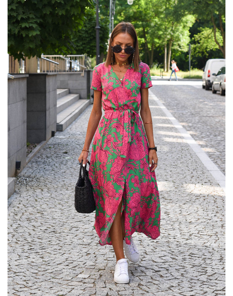 Talia™ | Stilvolles Blumenkleid mit V-Ausschnitt
