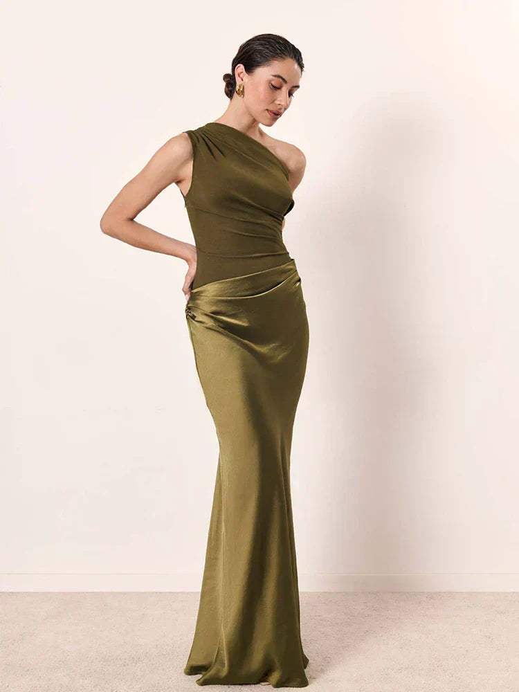 Luna™ | Satin Maxikleid mit Schlitz