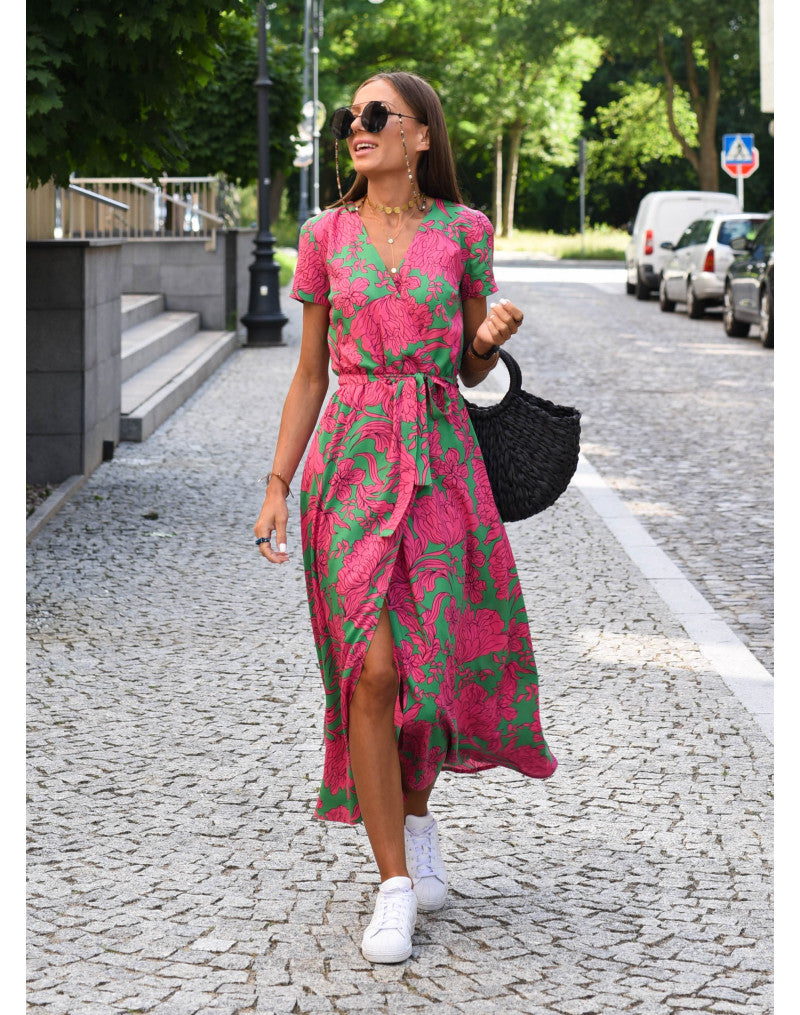 Talia™ | Stilvolles Blumenkleid mit V-Ausschnitt
