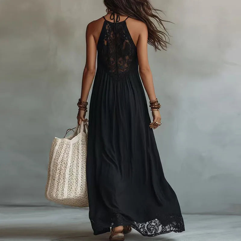 JADE | Rückenfreies Spitzen-Maxikleid mit Neckholder