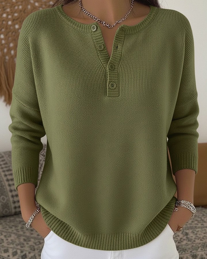 Helena | Strickpullover mit Henley-Knopfleiste