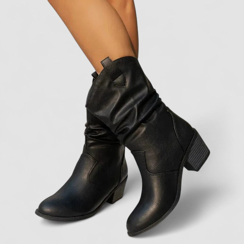 Eleanora | Stiefel mit gerafftem Schaft und Absatz