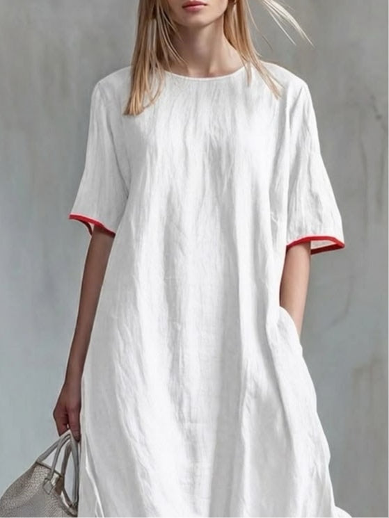 Lässiges Patchwork-Kleid mit Streifen