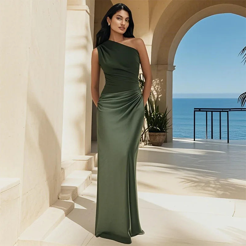 Luna™ | Satin Maxikleid mit Schlitz