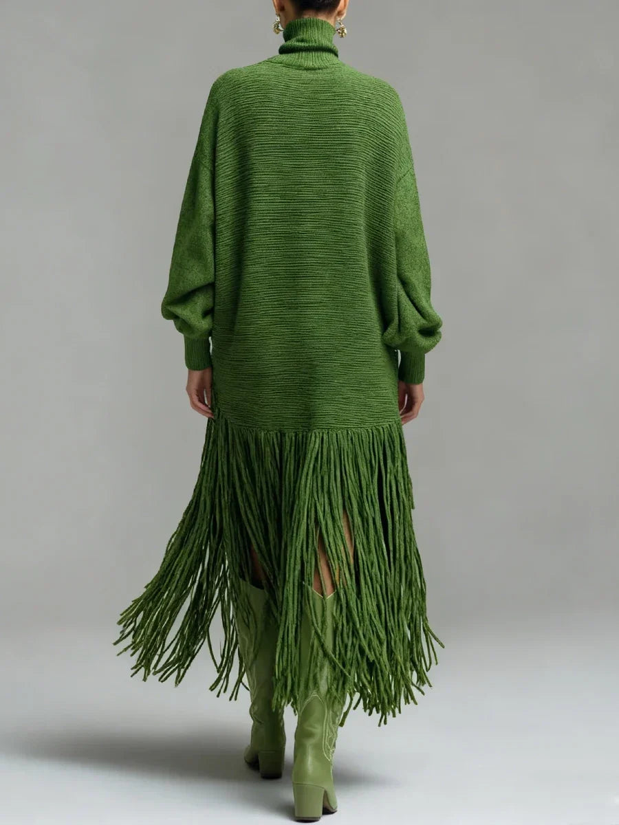 Ginger – Strick-Pulloverkleid mit Fransen