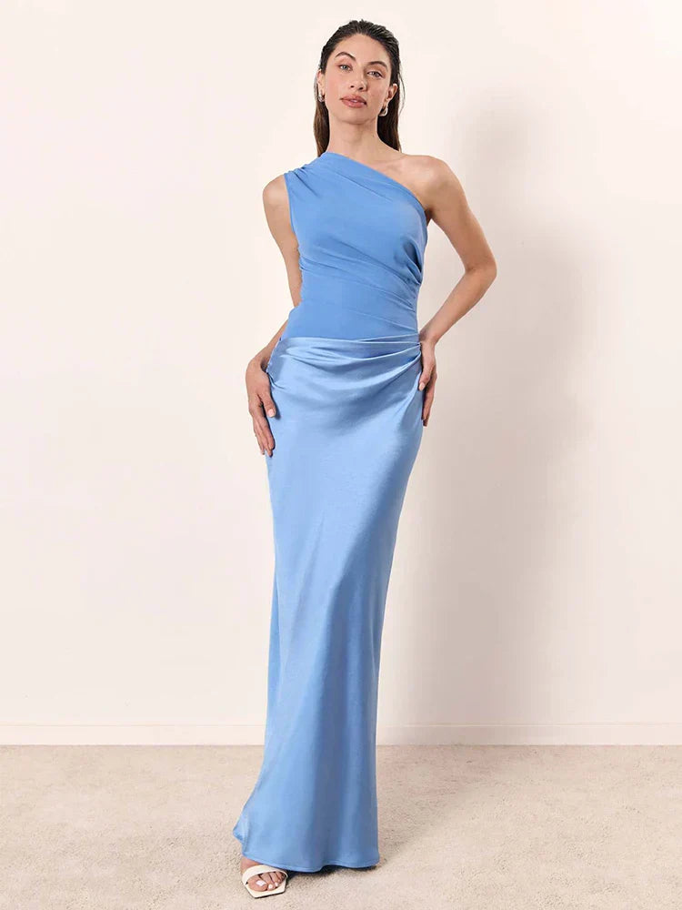 Luna™ | Satin Maxikleid mit Schlitz