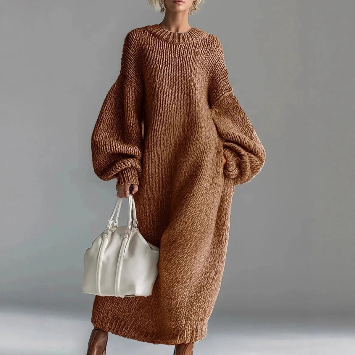 Leslie – Grob gestricktes Pulloverkleid
