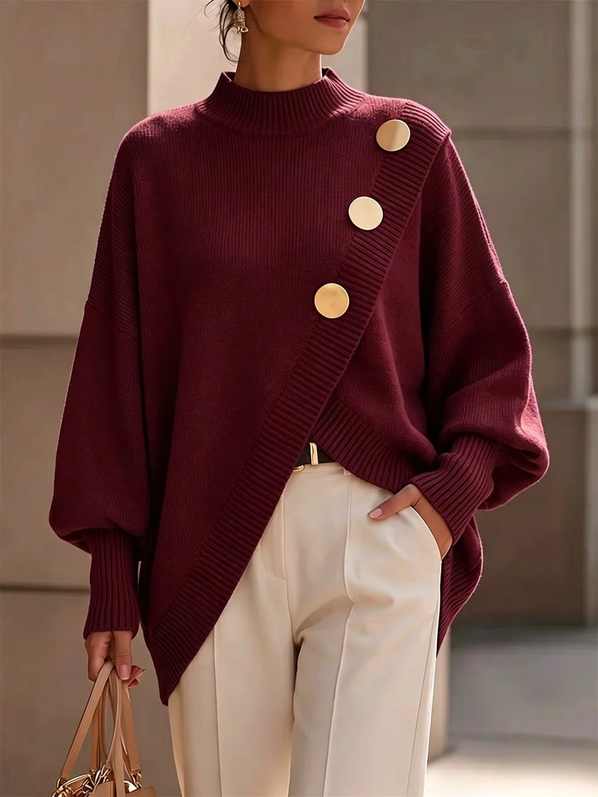 Amelia | Strickpullover mit Knopfdetails
